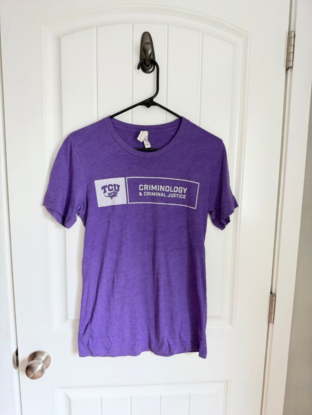 TCU Criminology Criminal Justice T-Shirt S Purple Bella Canvas Graphic Tee